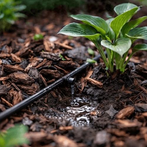 Modernes Bewässerungssystem für gepflegte Gartenflächen