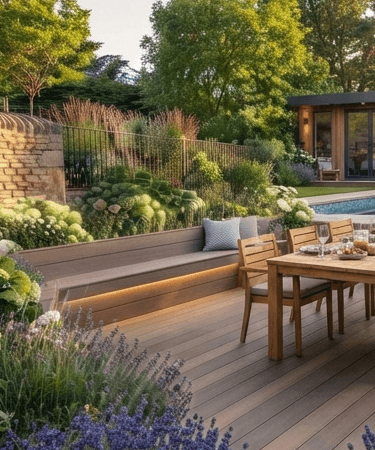 Moderner Garten mit Wohlfühlterrasse